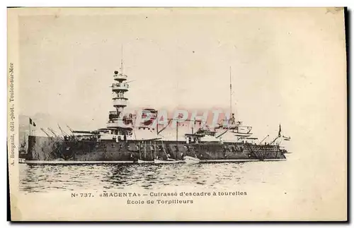 Cartes postales Bateau Magenta Cuirasse d&#39escadre a tourelles Ecole de torpilleurs