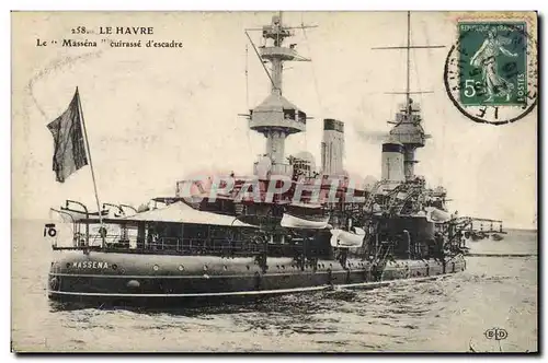 Cartes postales Bateau Le Havre Le Massena Cuirasse d&#39escadre