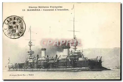 Cartes postales Bateau Massena Cuirasse a tourelles