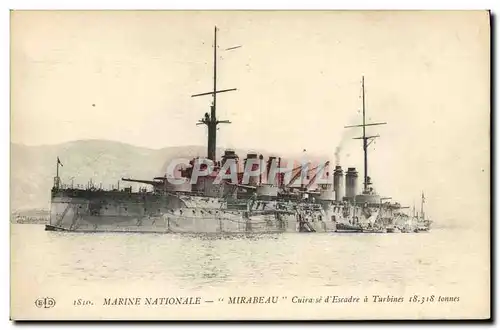 Cartes postales Bateau Mirabeau Cuirasse d'escadre a turbines