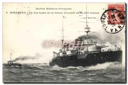 Cartes postales Bateau Mirabeau Un des types de la future escadre