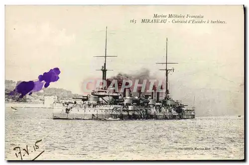 Cartes postales Bateau Mirabeau Cuirasse d'escadre a turbines