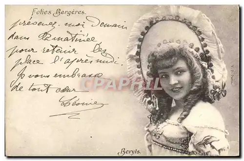 Cartes postales Femme Theatre Folies Bergeres Beryls