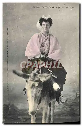 Cartes postales Folklore Les Sables d&#39Olonne Promenade a ane Mule