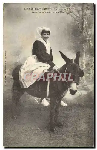 Cartes postales Folklore Les Sables d&#39Olonne La loueuse d&#39anes Mule Ane