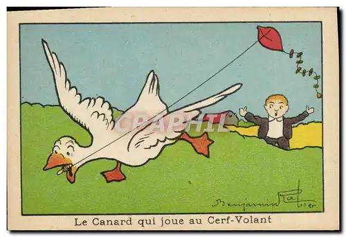 Image Benjamin Rabier Le canard qui joue au cerf volant Oie