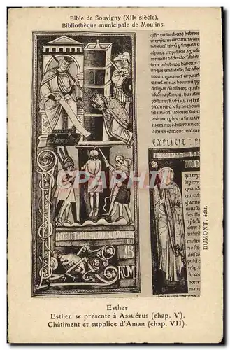 Cartes postales Bibliotheque Bible de Souvigny Moulins Esther se presente a ASsuerus