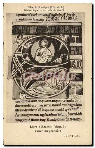 Ansichtskarte AK Bibliotheque Bible de Souvigny Moulins Livre d&#39Ezechiel Vision du prophete