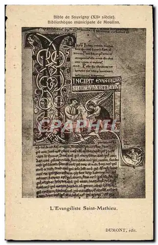 Cartes postales Bibliotheque Bible de Souvigny Moulins l&#39Evangeliste Saint Mathieu