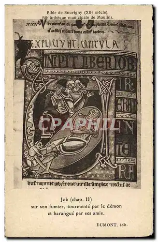 Cartes postales Bibliotheque Bible de Souvigny Moulins Job sur son fumier