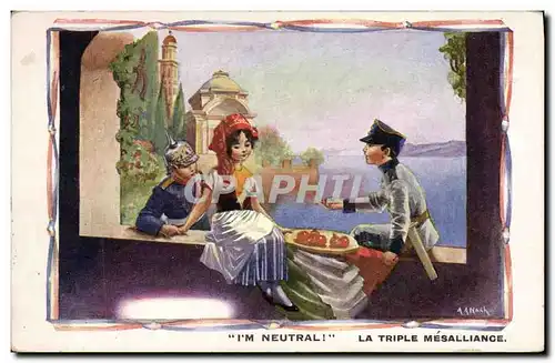 Cartes postales Fantaisie Illustrateur I&#39m neutral La triple mesalliance