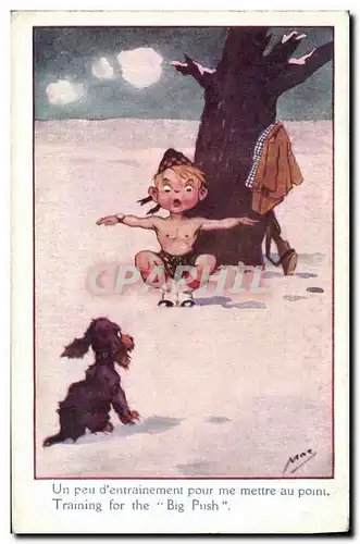 Cartes postales Fantaisie Illustrateur Enfant Chien