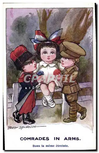 Ansichtskarte AK Fantaisie Illustrateur Enfants Comrades in arms Fred Spurgin Militaria