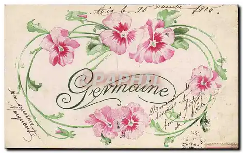 Cartes postales Fantaisie Fleurs Prenom Germaine