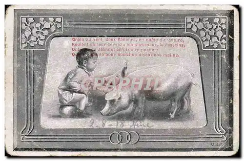 Cartes postales Cochon Porc Enfant