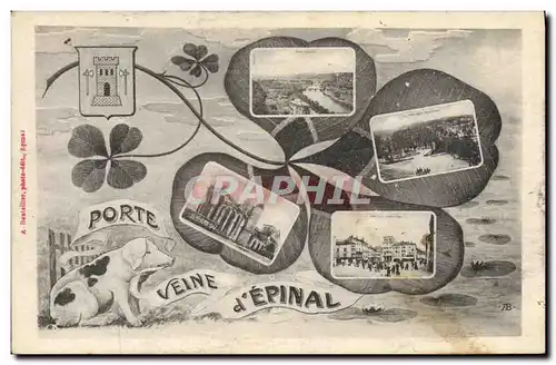 Cartes postales Cochon Porc Porte veine d&#39Epinal Trefle