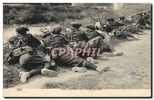 Cartes postales Militaria Chasseurs Alpins Nos alpins en campagne