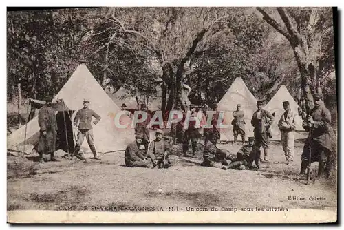 Ansichtskarte AK Militaria Chasseurs Alpins Camp de St Veran Cagnes Un coin du camp sous les oliviers