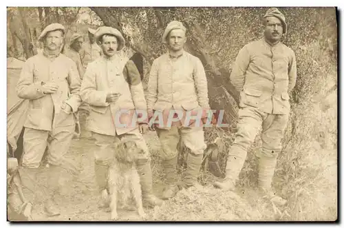 CARTE PHOTO Militaria Chasseurs Alpins (n�235 sur le col) chien