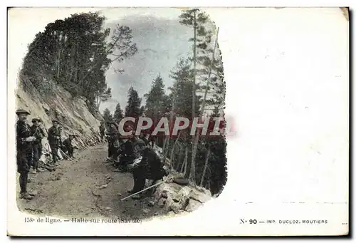 Ansichtskarte AK Militaria Chasseurs Alpins 158eme de ligne Halte sur la route Savoie