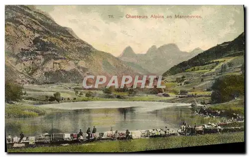 Cartes postales Militaria Chasseurs Alpins en manoeuvres faisant la lessive