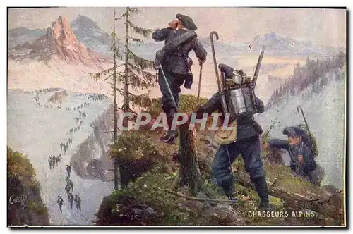 Cartes postales Militaria Chasseurs Alpins