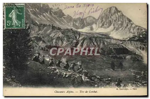 Ansichtskarte AK Militaria Chasseurs Alpins Tirs de combat
