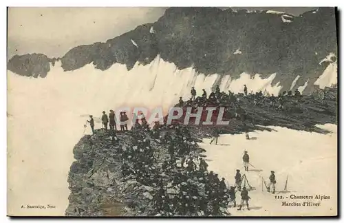 Cartes postales Militaria Chasseurs Alpins Marches d&#39hiver