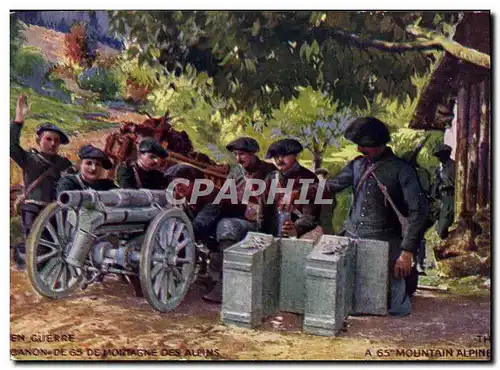 Cartes postales Militaria Chasseurs Alpins Canon de 65 de montagne des Alpins