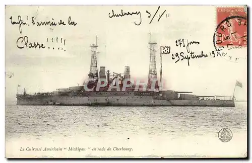 Ansichtskarte AK Bateau Le cuirasse americain Michigan en rade de Cherbourg