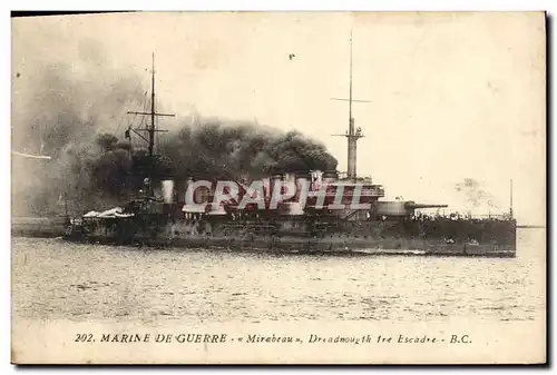 Cartes postales Bateau Mirabeau Dreadnought 1ere escadre