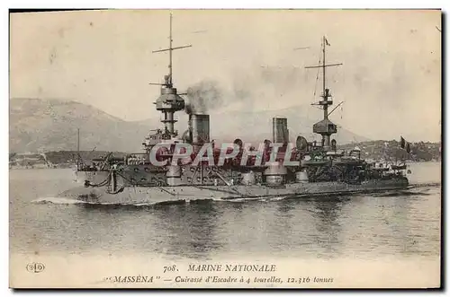 Cartes postales Bateau Massena Cuirasse d'escadre a 4 tourelles