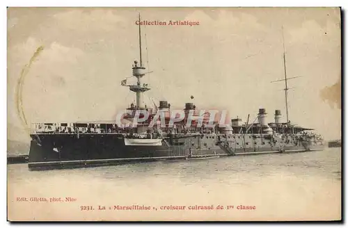 Cartes postales Bateau La Marseillaise Croiseur Cuirasse de 1ere classe