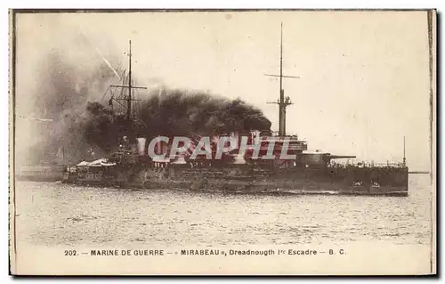 Cartes postales Bateau Mirabeau Dreadnought 1ere escadre