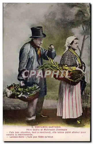 Ansichtskarte AK Folklore Costumes Sarthois Pere Queru et Maitresse Chantepie