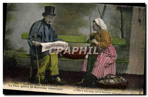 Cartes postales Folklore Costumes Sarthois Le Pere Queru et Maitresse Chantepie