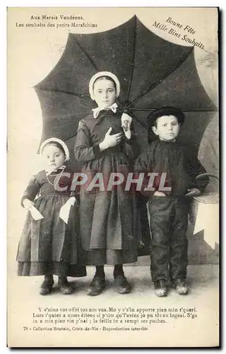 Cartes postales Folklore Aux marais Vendeens Les souhaits des petits Maraichins