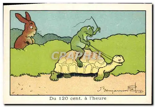 Chromo Bledine Du 120 cent a l&#39heure Tortue Grenouille Lapin
