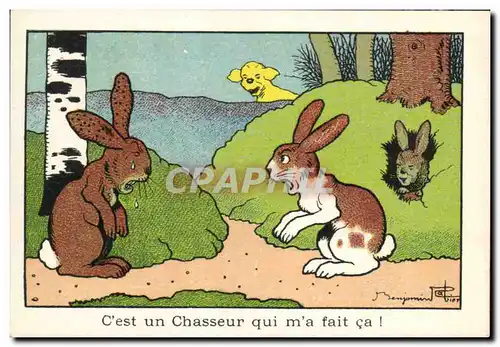 Chromo Bledine C&#39esy un chasseur qui m&#39a fait ca ! Lapin Chien Chasse