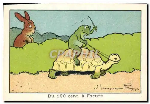 Chromo Bledine Du 120 cent a l&#39heure Tortue Lapin Grenouille