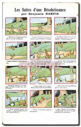 Cartes postales Les suites d&#39une desobeissance Benjamin Rabier Lapin