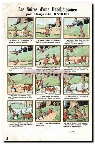 Cartes postales Les suites d&#39une desobeissance Benjamin Rabier Lapin