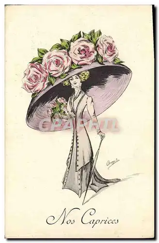 Cartes postales Fantaisie Illustrateur Femme Coiffe Chapeau