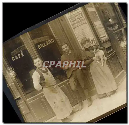 CARTE PHOTO Cafe Billard Chien