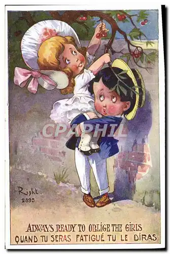 Ansichtskarte AK Fantaisie Illustrateur Right Enfants Always ready to oblige the girls