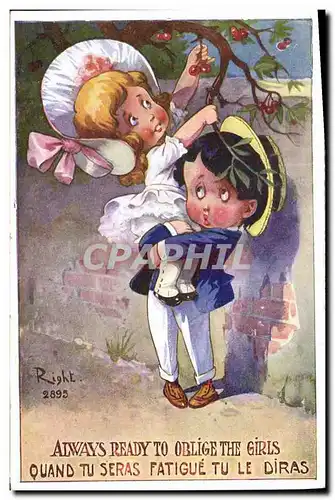 Cartes postales Fantaisie Illustrateur Right Enfants Always ready to oblige the girls