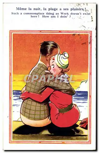 Cartes postales Fantaisie Illustrateur Femme Meme la nuit la plage a ses plaisirs