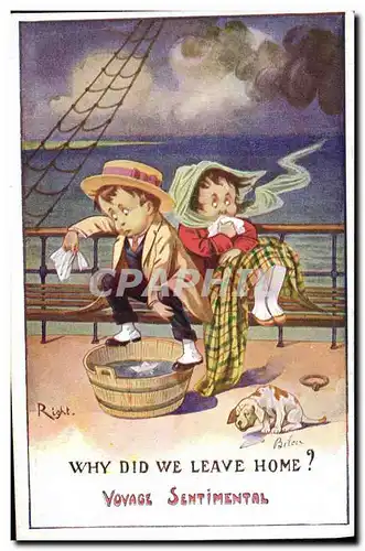 Cartes postales Fantaisie Illustrateur Right Enfants Voyage sentimental