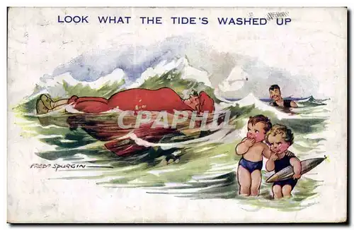 Cartes postales Fantaisie Illustrateur Fred Spurgin Look what the tide&#39s washed up