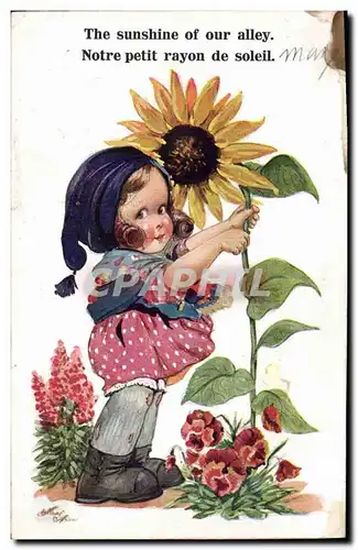 Cartes postales Fantaisie Illustrateur Enfant Fleur